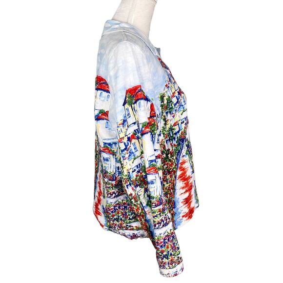 Coldwater Creek Jacket PL Large Petite Watercolor Blazer Linen Blend - Picture 9 of 9